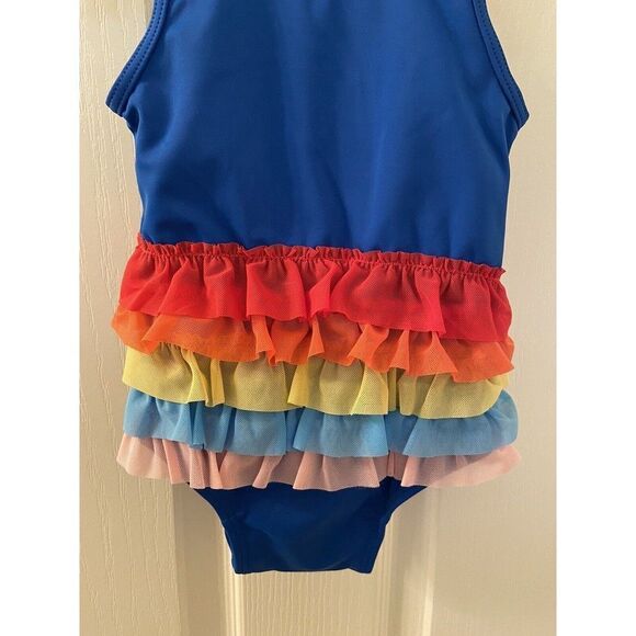 Hanna Andersson Sunblock Rainbow Ruffle One Piece Swimsuit Size 70 6-12 Mos NWT - Picture 3 of 7